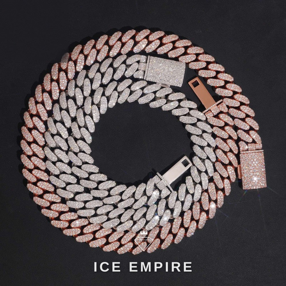 Iced Out Rose Gold Plated Moissanite Cuban Chain