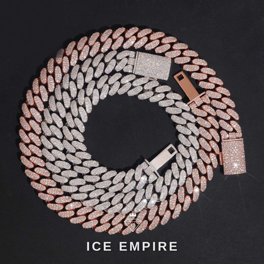 Iced Out Rose Gold Plated Moissanite Cuban Chain