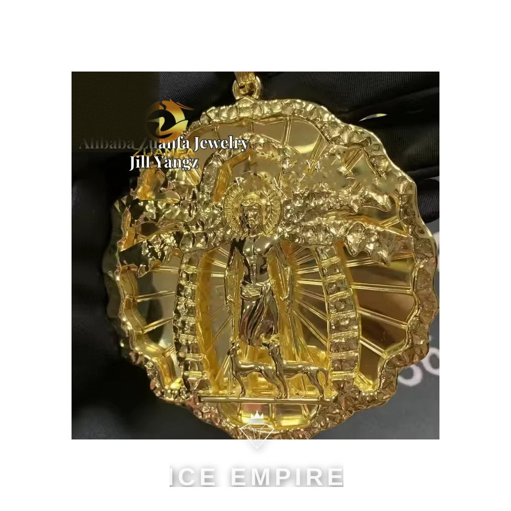 Iced Out Baguette 18K Gold Moissanite Pendant