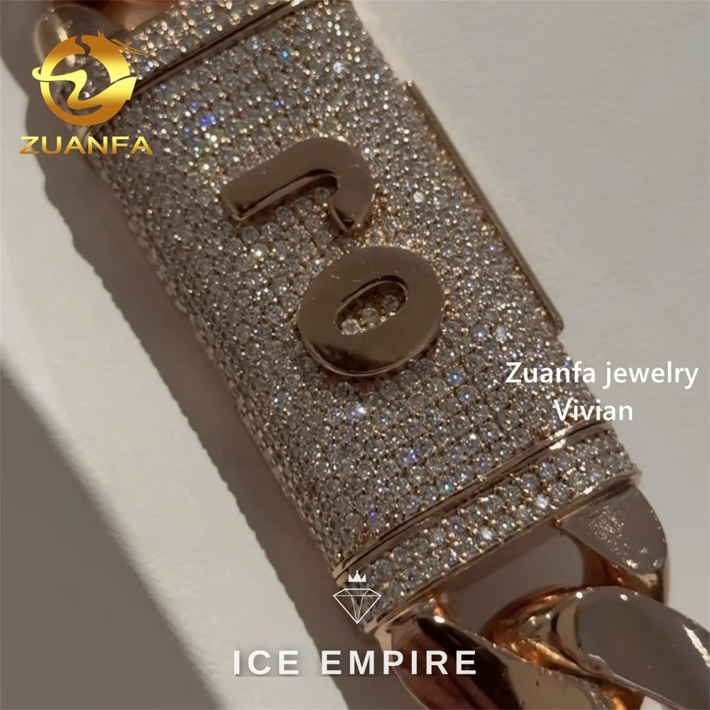 Iced Out Rose Gold Plated Moissanite Cuban Chain