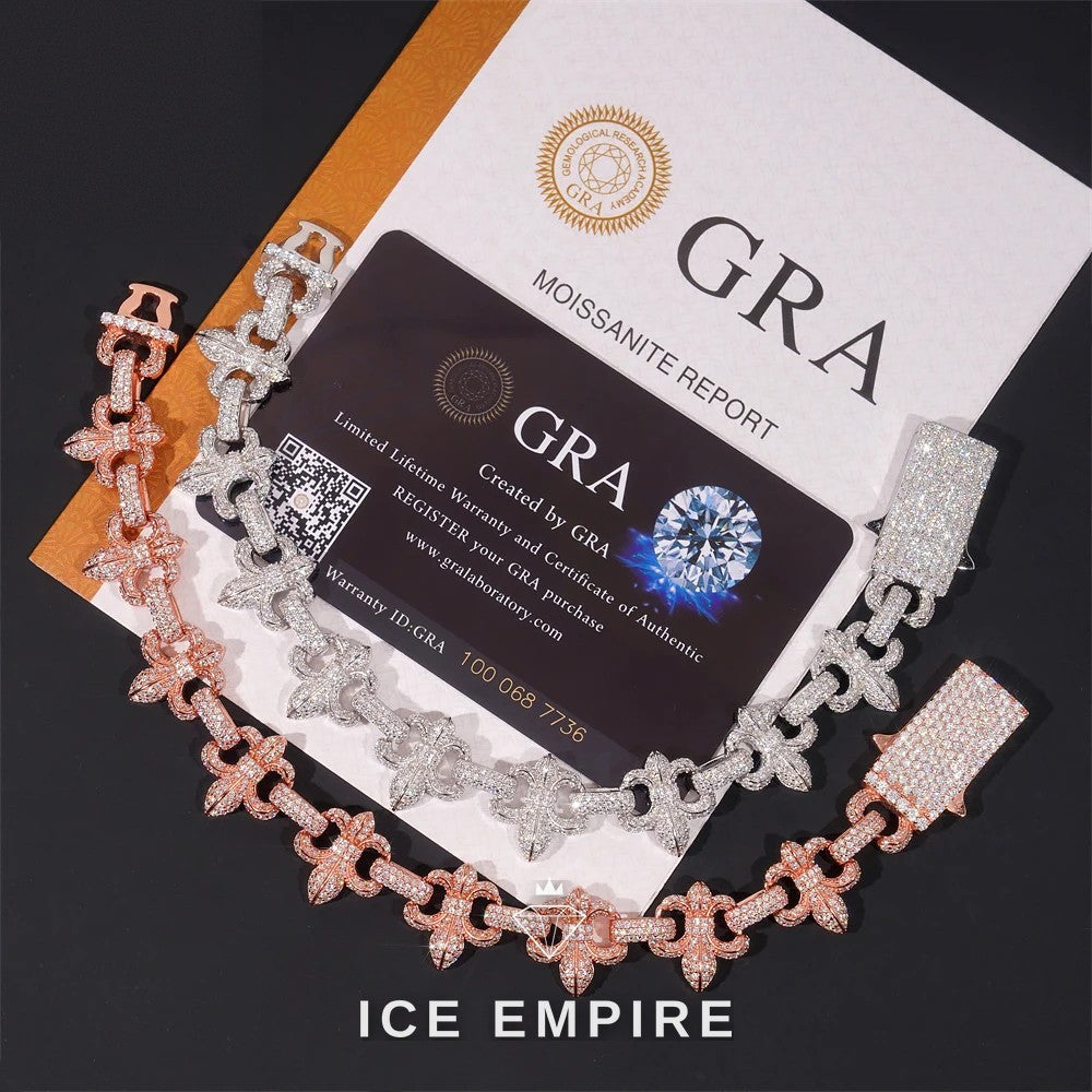 Iced Out Cross Rose Gold Plated Moissanite Cuban Chain