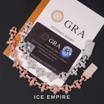 Iced Out Cross Rose Gold Plated Moissanite Cuban Chain