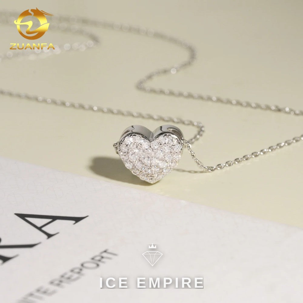 Iced Out Heart Rose Gold Plated Moissanite Cuban Chain