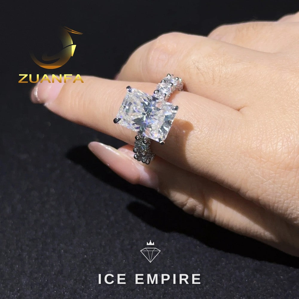 Iced Out 925 Silver Moissanite Wedding Band
