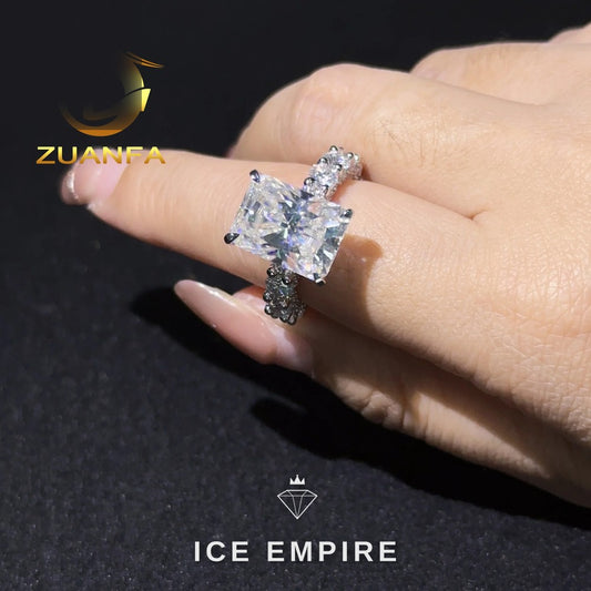 Iced Out 925 Silver Moissanite Wedding Band