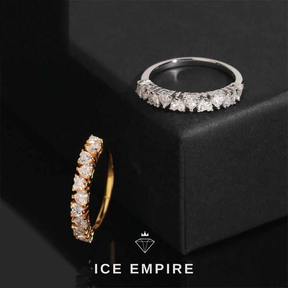 Iced Out Heart 925 Silver Moissanite Engagement Ring