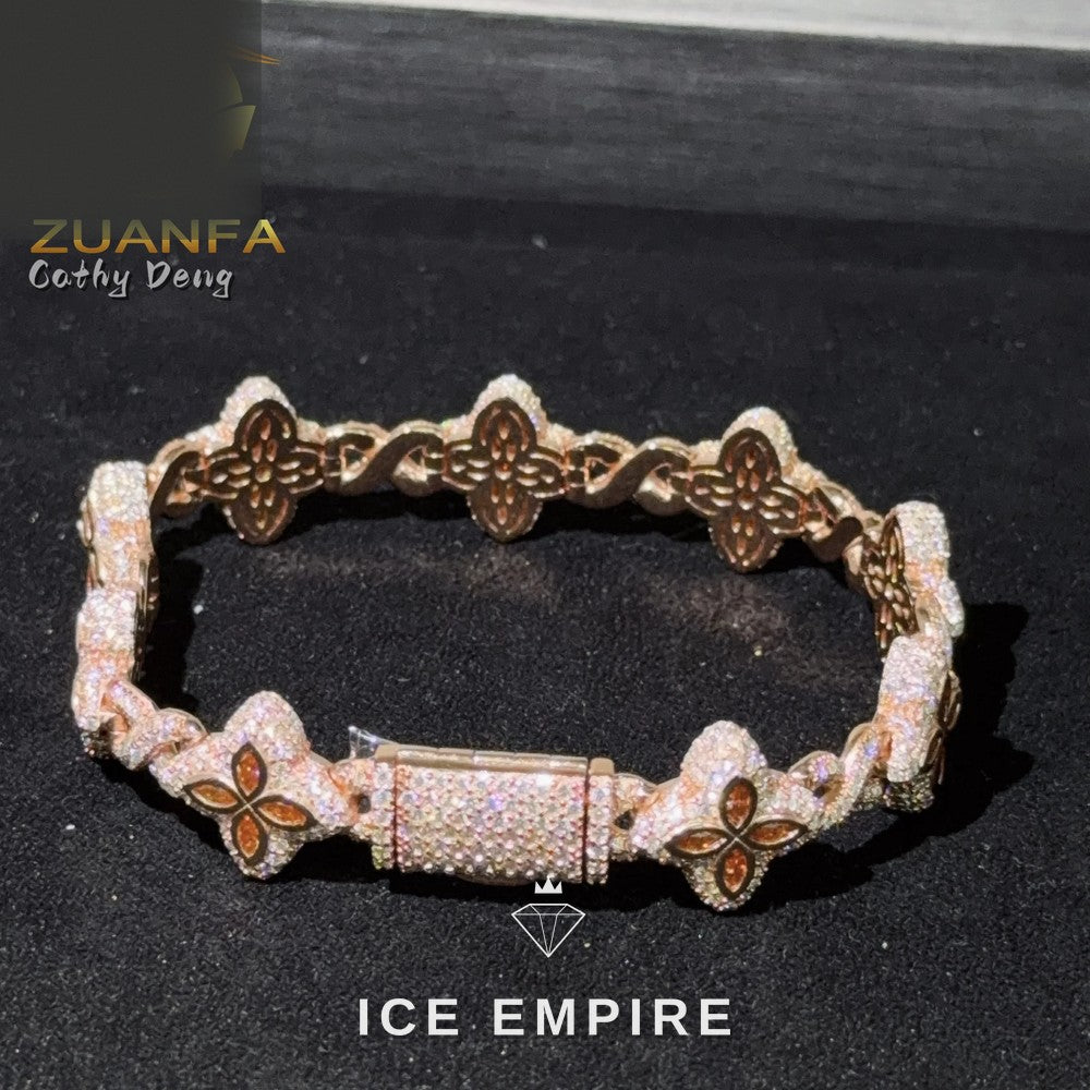 Iced Out 925 Silver Moissanite Cuban Chain