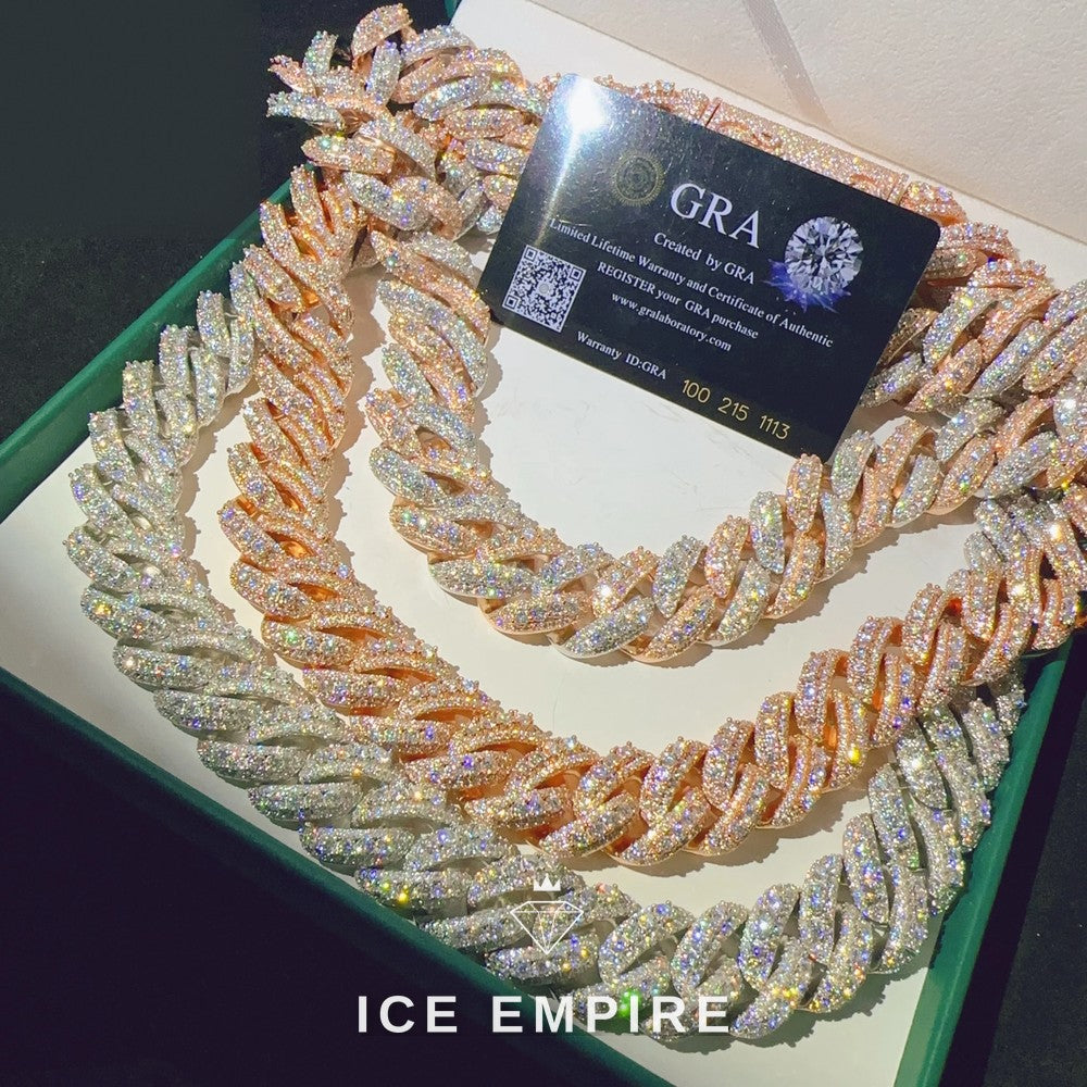 Iced Out Rose Gold Plated Moissanite Cuban Chain