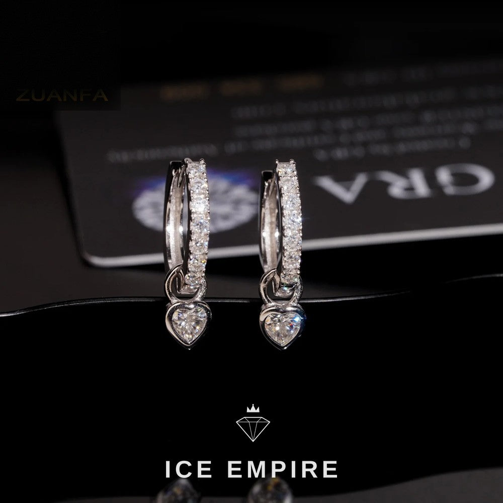 Iced Out Heart Rose Gold Plated Moissanite Hoop Earrings
