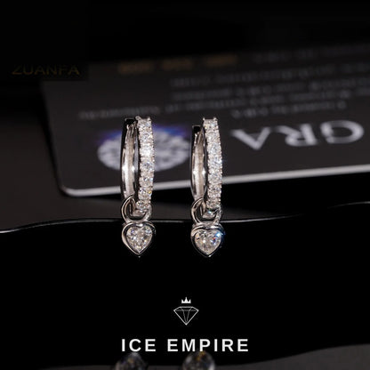 Iced Out Heart Rose Gold Plated Moissanite Hoop Earrings
