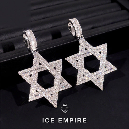 Iced Out Baguette Rose Gold Plated Moissanite Pendant