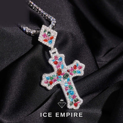 Iced Out Cross Rose Gold Plated Moissanite Pendant