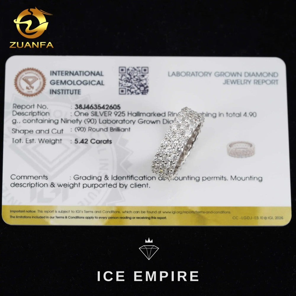 Iced Out 925 Silver Lab Grown Diamond Ring