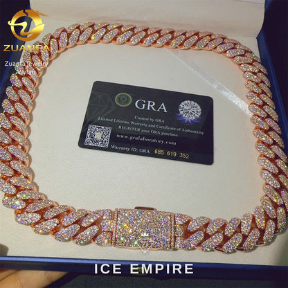 Iced Out Rose Gold Plated Moissanite Cuban Chain