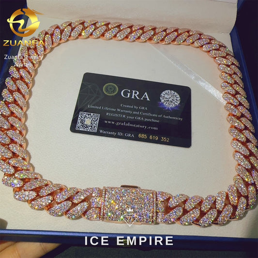 Iced Out Rose Gold Plated Moissanite Cuban Chain