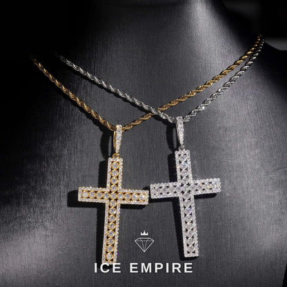 Iced Out Cross Rose Gold Plated Moissanite Pendant