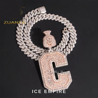 Iced Out Baguette 925 Silver Moissanite Cuban Chain