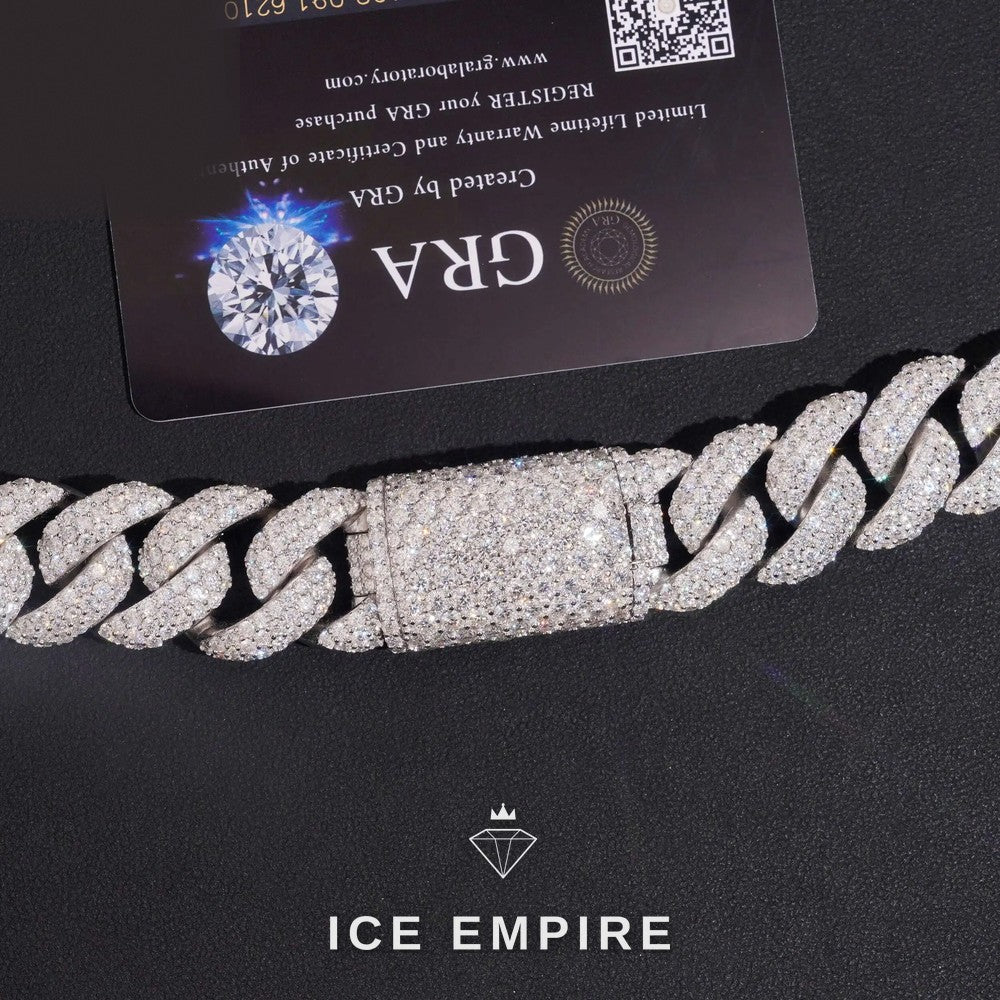 Iced Out Rose Gold Moissanite Cuban Chain