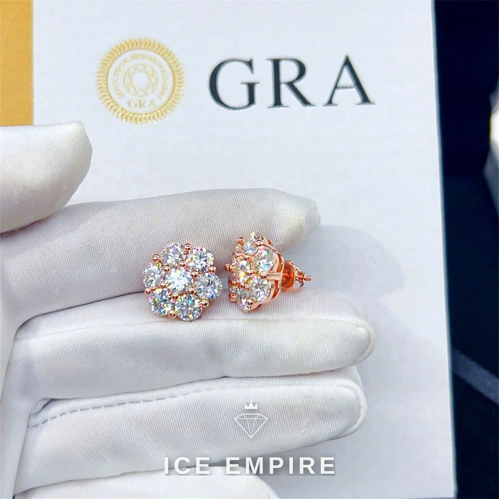 Iced Out 925 Silver Moissanite Stud Earrings