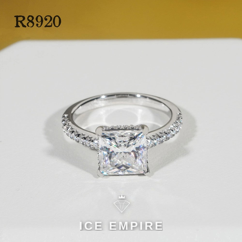 Iced Out 925 Silver Moissanite Engagement Ring