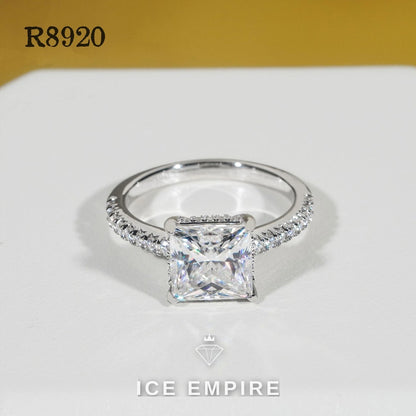 Iced Out 925 Silver Moissanite Engagement Ring
