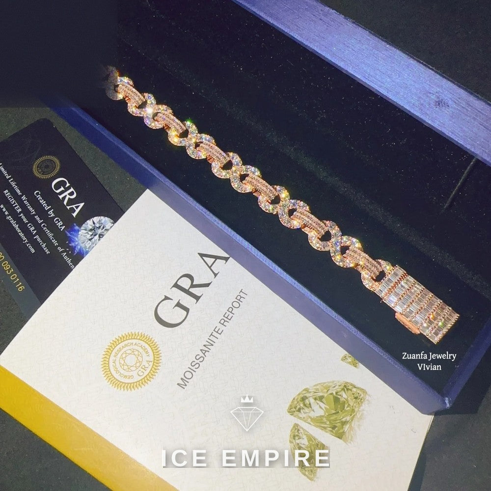 Iced Out Rose Gold Plated Moissanite Cuban Chain