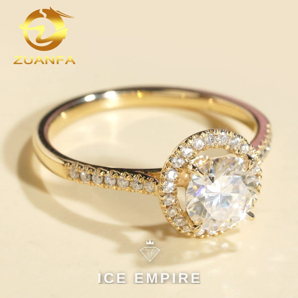 Iced Out 10K Gold Moissanite Engagement Ring