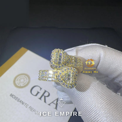 Iced Out Baguette Rose Gold Plated Moissanite Ring