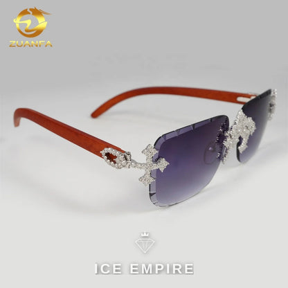 Iced Out Cross 925 Silver Moissanite Glasses