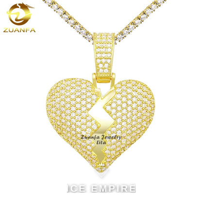 Iced Out Heart 925 Silver Moissanite Pendant