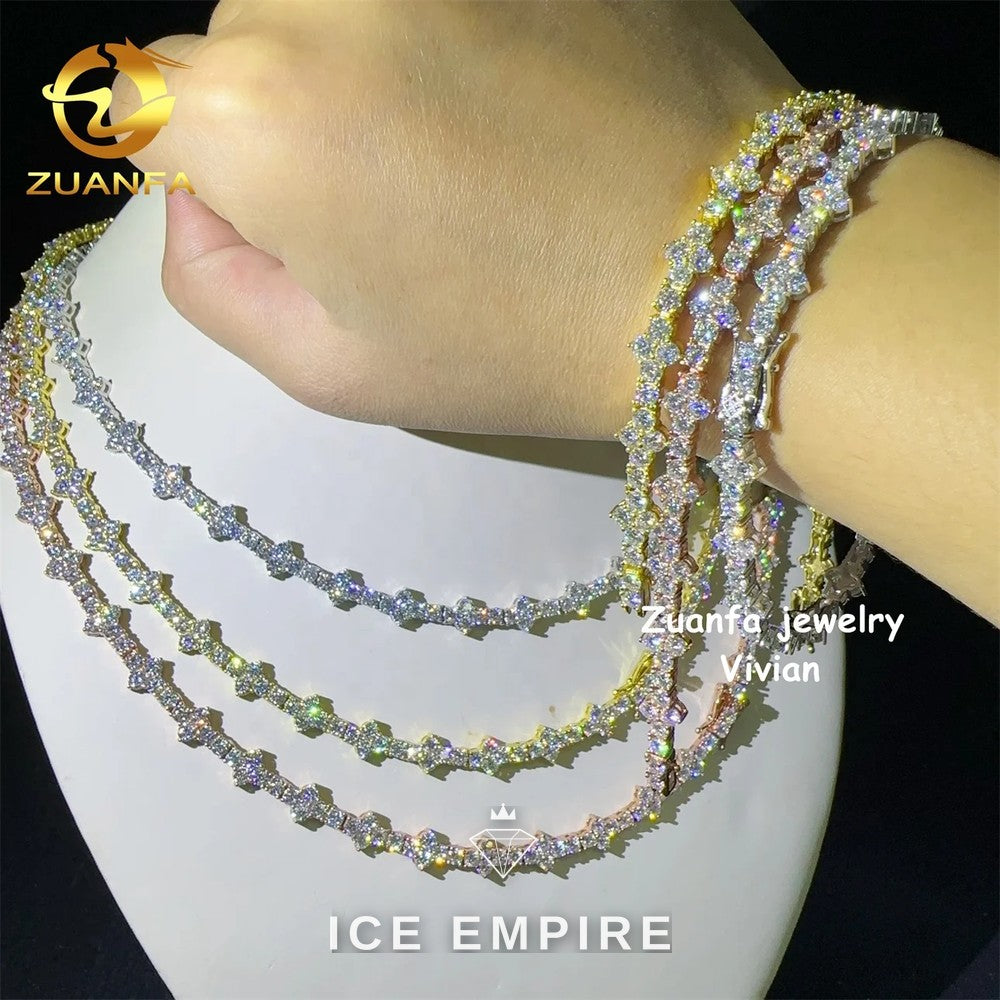 Iced Out Cross Rose Gold Plated Moissanite Cuban Chain