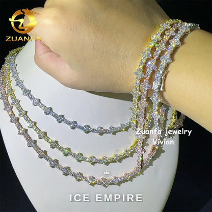 Iced Out Cross Rose Gold Plated Moissanite Cuban Chain