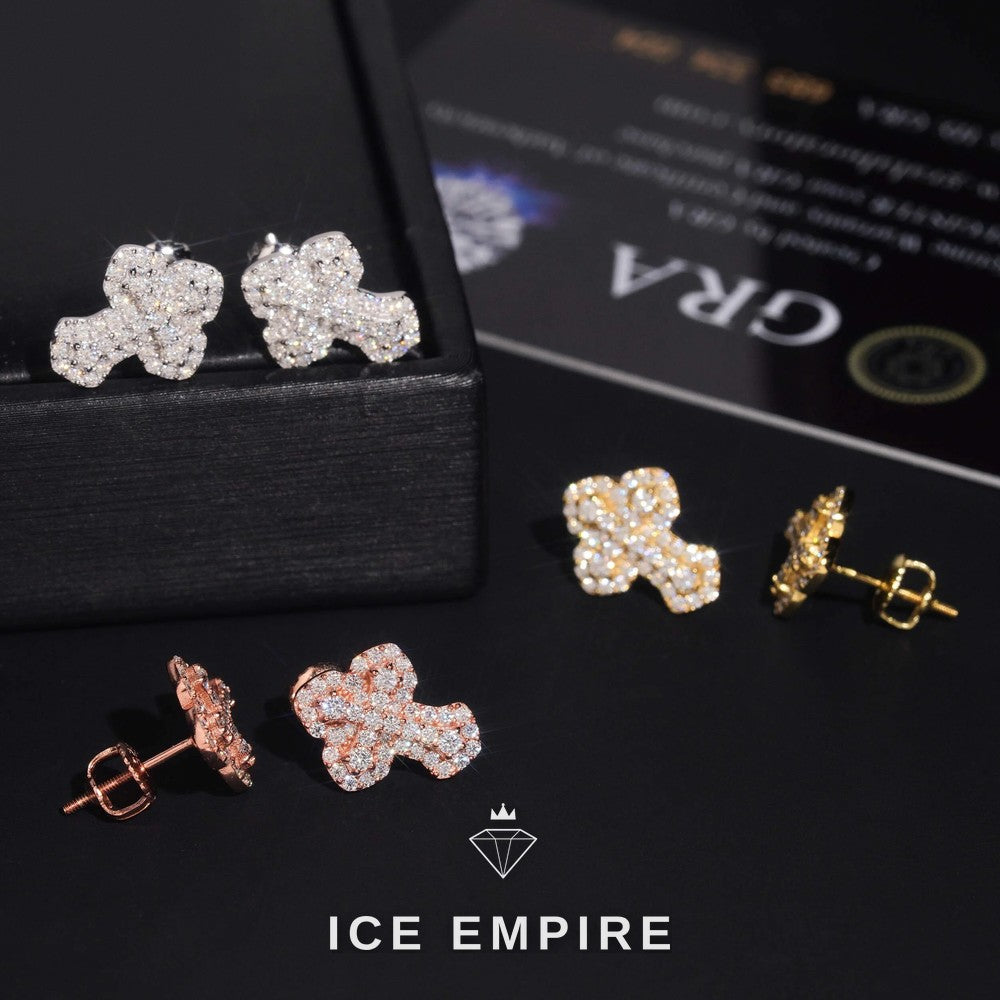 Iced Out Cross 925 Silver Moissanite Stud Earrings