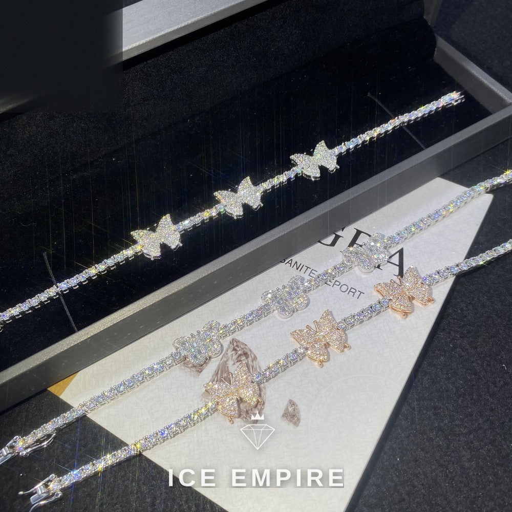 Iced Out Rose Gold Moissanite Tennis Chain