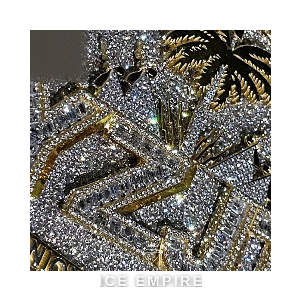 Iced Out Baguette Rose Gold Plated Moissanite Pendant
