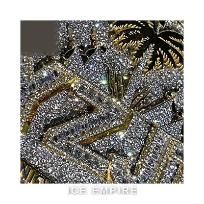 Iced Out Baguette Rose Gold Plated Moissanite Pendant