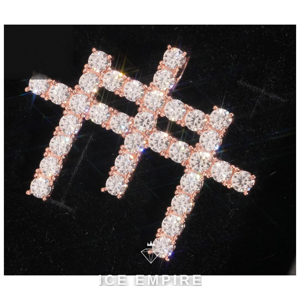 Iced Out Cross Rose Gold Plated Moissanite Pendant