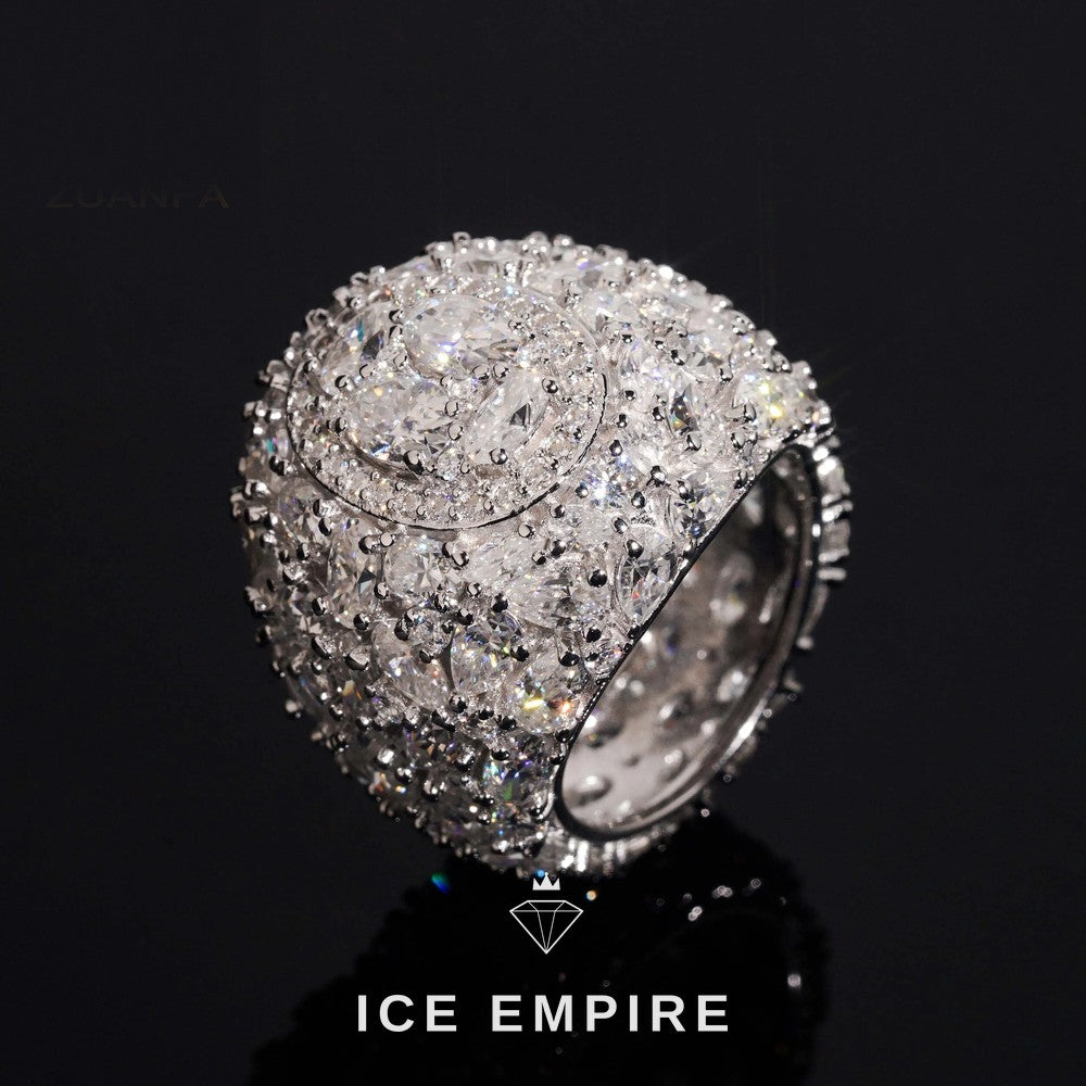 Iced Out Cluster 925 Silver Moissanite Ring