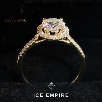 Iced Out 10K Gold Moissanite Engagement Ring