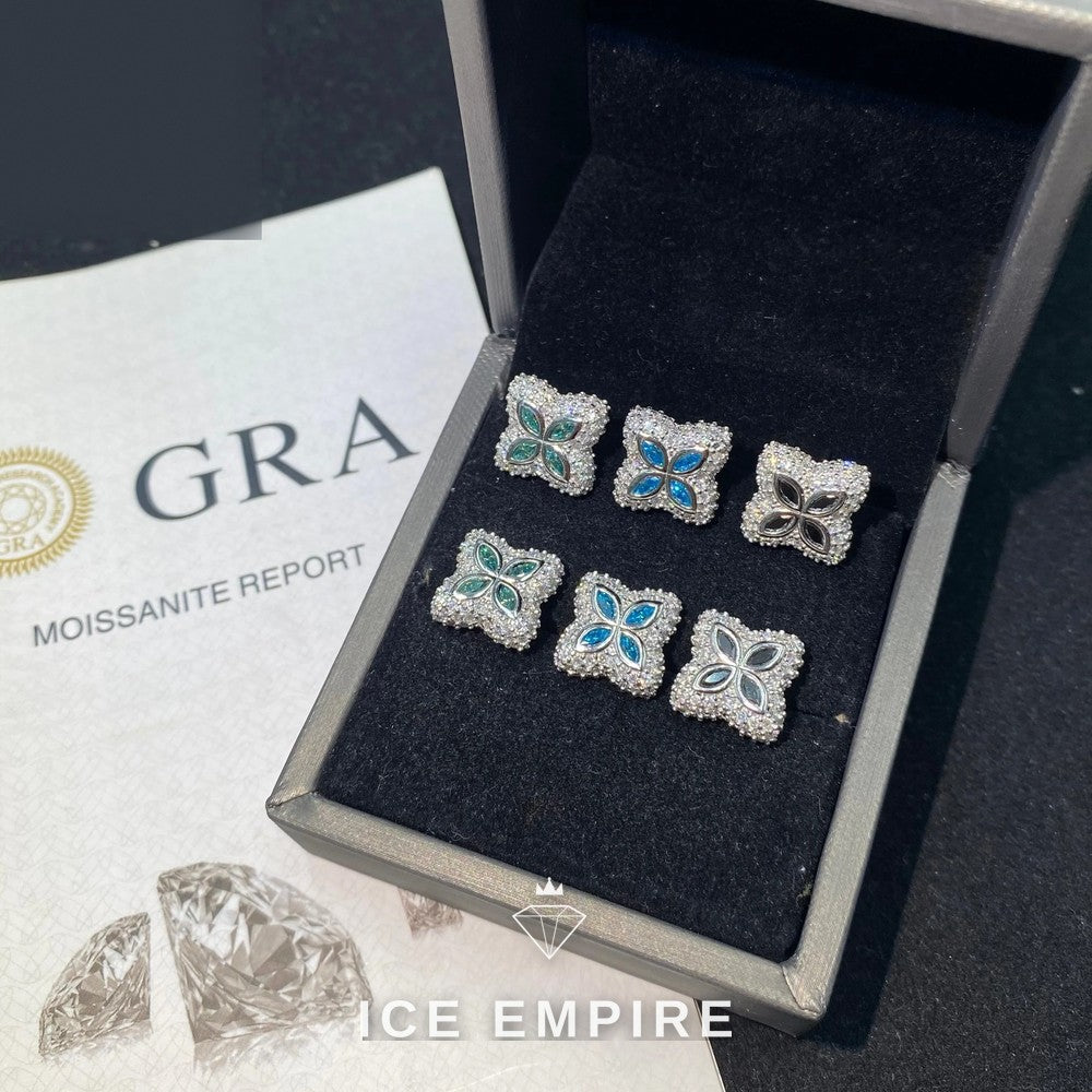 Iced Out 925 Silver Moissanite Earrings