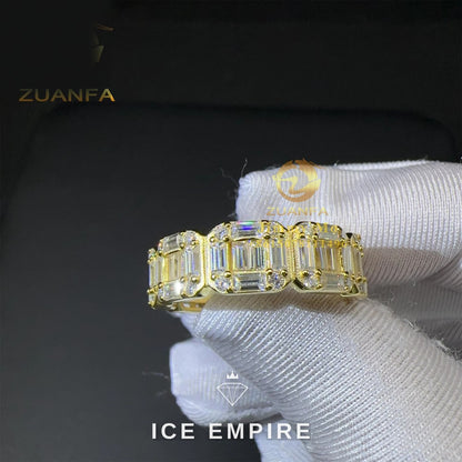 Iced Out Baguette Gold Plated Moissanite Ring