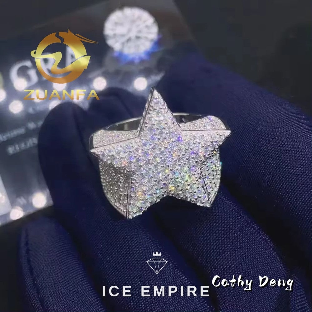 Iced Out 925 Silver Moissanite Ring