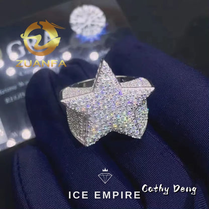 Iced Out 925 Silver Moissanite Ring