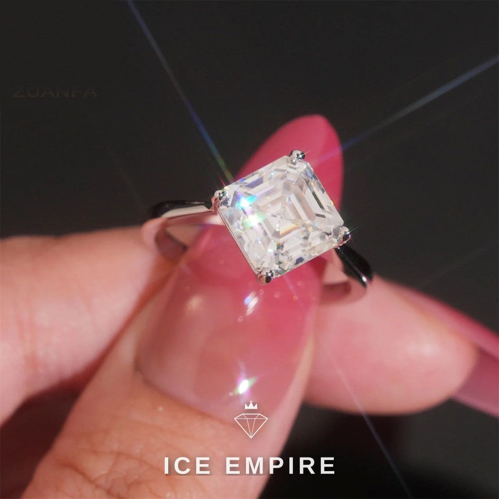 Iced Out 925 Silver Moissanite Engagement Ring