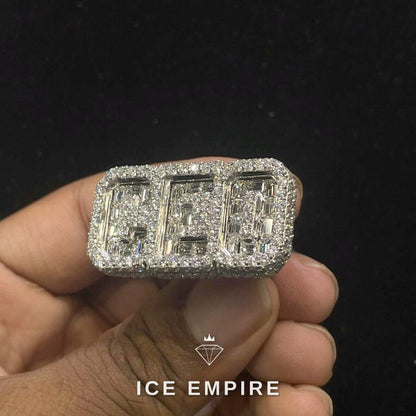 Iced Out Baguette 925 Silver Moissanite Ring
