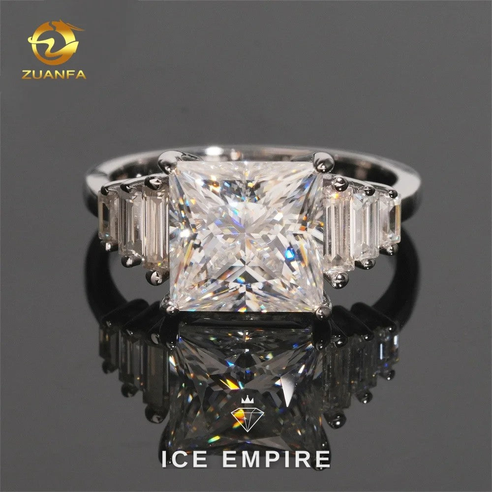 Iced Out 925 Silver Moissanite Engagement Ring