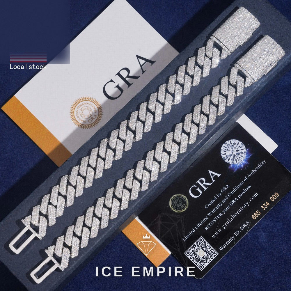 Iced Out 925 Silver Moissanite Cuban Chain
