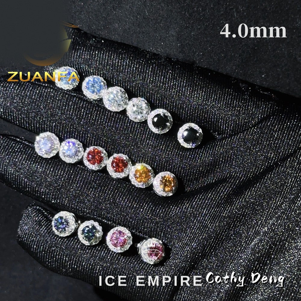 Iced Out 925 Silver Moissanite Stud Earrings