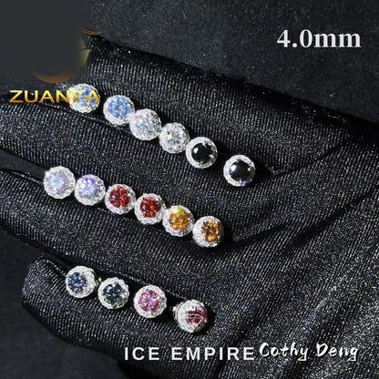 Iced Out 925 Silver Moissanite Stud Earrings