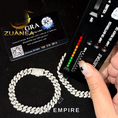 Iced Out 925 Silver Moissanite Cuban Chain